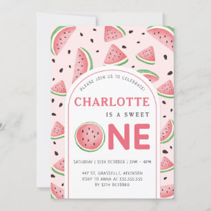 Invitation Cute Sweet Watermelon 1er Anniversaire Fête Rose