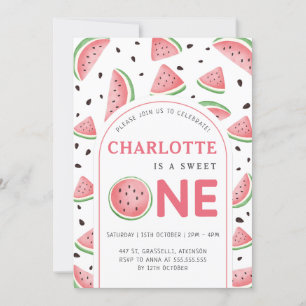 Invitation Cute Sweet Watermelon 1er fête d'anniversaire