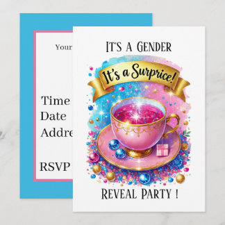 Invitation Cute tea gender reveal party 