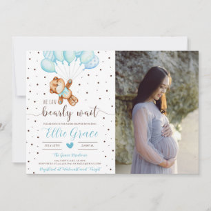 Invitation Cute Teddy Bear Boy Baby shower Photo