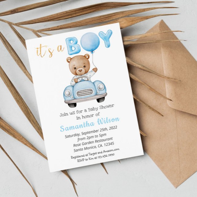 Invitation Cute Teddy Bear C'est un Baby shower garçon (Créateur téléchargé)