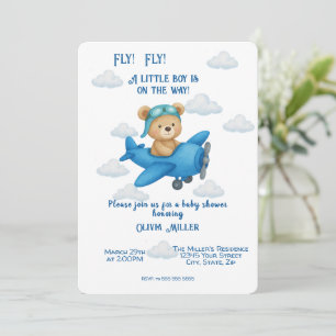 Invitation Cute Teddy Bear sur le Baby shower de l'avion Invi