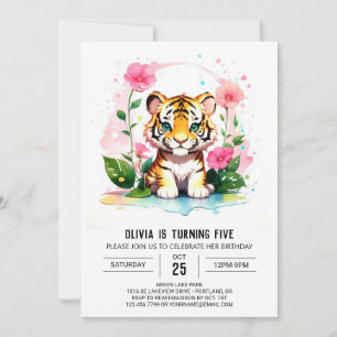Invitation Cute Tiger Cub Wild Jungle Anniversaire