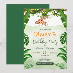 Invitation Cute Tropical Jungle Safari Wild One 1st Birthday