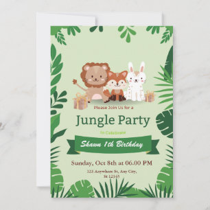 Invitation Cute Tropical Jungle Safari Wild One 1st Birthday