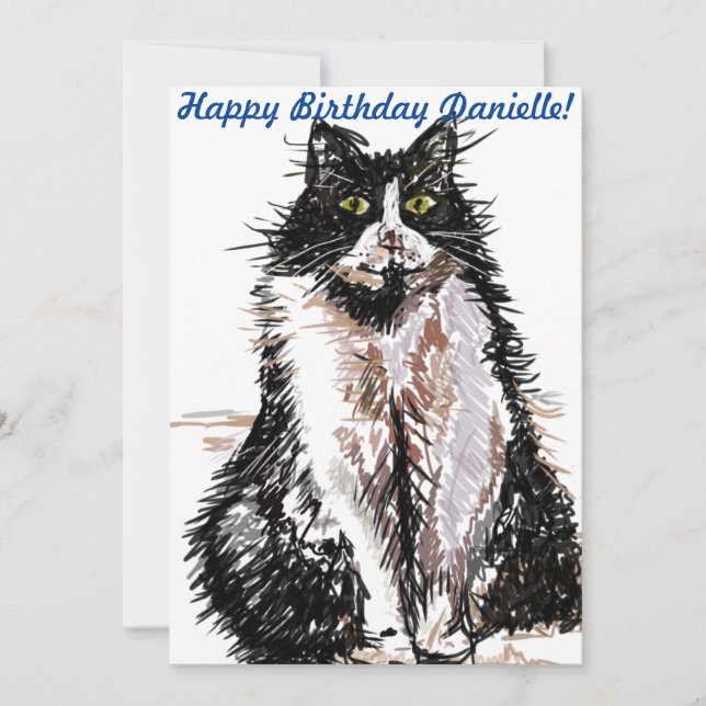 Invitation Cute Tuxedo Chat Animal Anniversaire Enfants Invit (Devant)