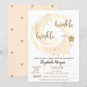 Invitation Cute Twinkle Little Star Parties scintillant Baby 