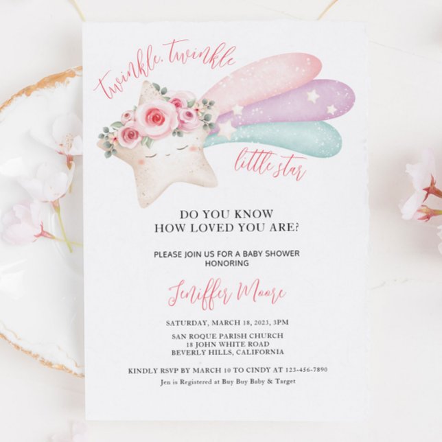 Invitation Cute Twinkle Twinkle Little Star Baby shower (Créateur téléchargé)