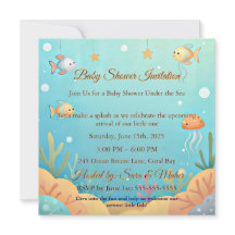 Cute Under the Sea Little Fish Baby Shower Invitat