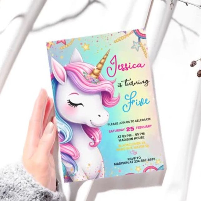 Invitation Cute Unicorn Anniversaire Modèle d'invitation (Cute Unicorn Birthday Party Invitation)