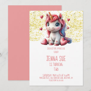 Invitation Cute Unicorn Valentines fête de la journée