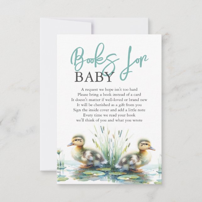 Invitation Cute Watercolor Livres Canards Pour Bébé (Devant)