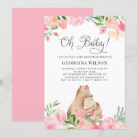 Cute Watercolor Maman et Ourson Baby Shower