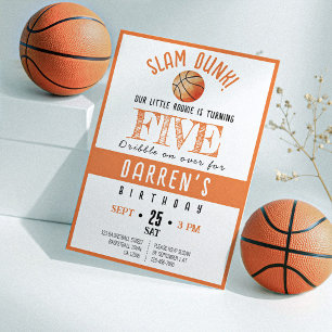 Invitation Cute Watercolor Rookie Basketball Anniversaire