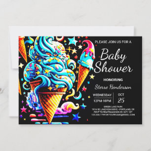 Invitation Cute Whimsical Scoop Ice Cream Baby shower garçon