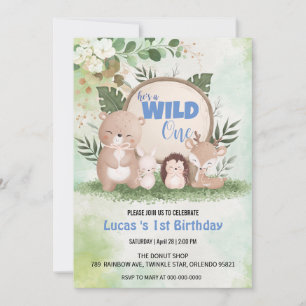 Invitation Cute Wild One jungle Animal 1er anniversaire fête