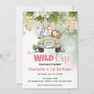 Invitation Cute Wild One safari bébé bébé bébé 1er anniversai