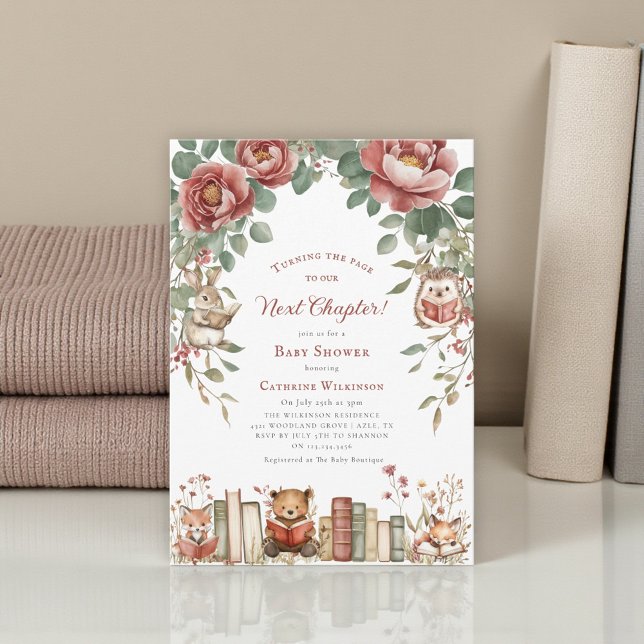 Invitation Cute woodland Animals Next Chapter Baby Shower  (Créateur téléchargé)