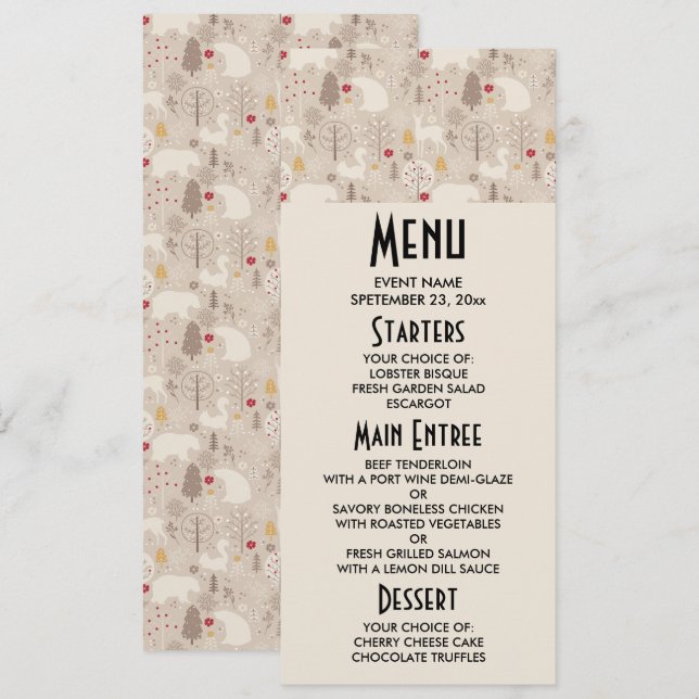 Invitation Cute Woodland Animaux Nordic Motif Noël (Devant / Derrière)