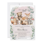 Cute Woodland Animaux Verdure Girl Baby shower