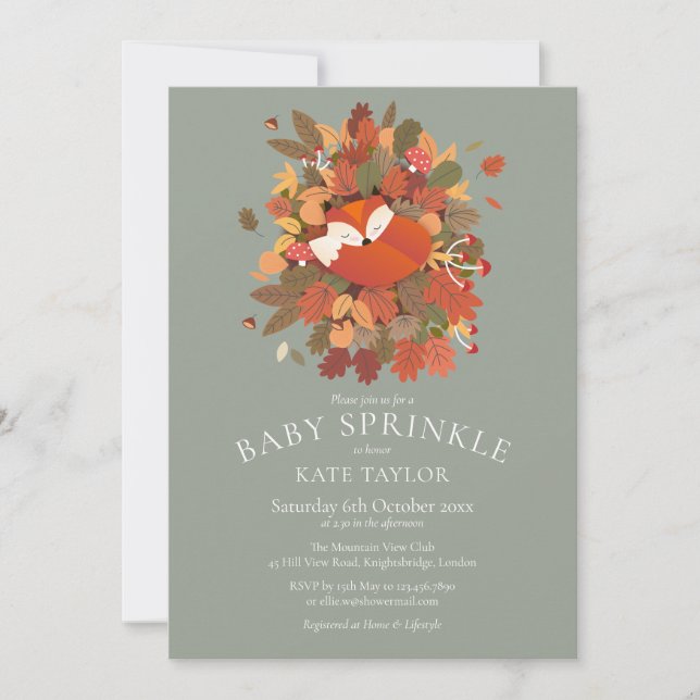 Invitation Cute Woodland Fox Cub Baby Sprinkl (Devant)
