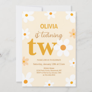Invitation Cute Yellow Daisy 2e anniversaire Photo