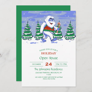 Invitation Cute yeti christmas in forest