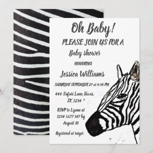 Invitation Cute Zebra Safari Jungle animal motif Baby boy I