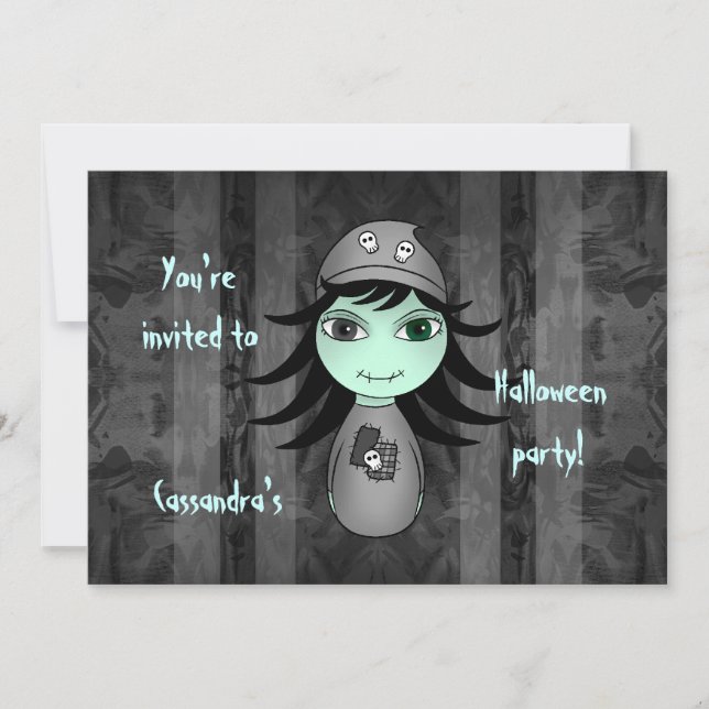 Invitation Cute zombie Halloween fête des enfants (Devant)