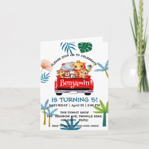 Invitation Cute Zoo jungle farm truck tractor boy Birthday