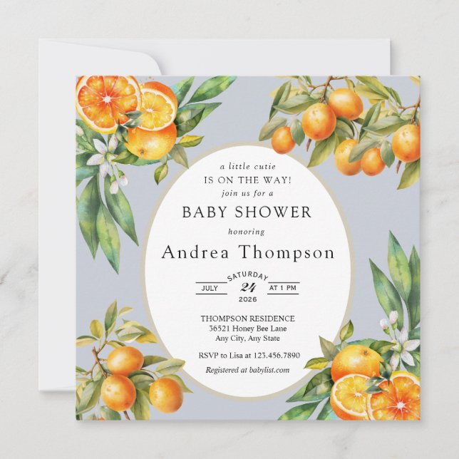 Invitation Cutie | Baby shower orange (Devant)