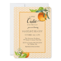 Cutie Est Sur Le Chemin Orange Baby shower Invitat