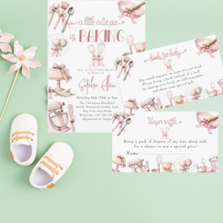Invitation Cutie Pie | Baby shower fille rose aquarelle