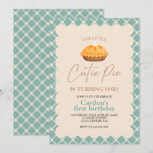 Invitation Cutie Pie citrouille pie Chute plaid Premier anniv