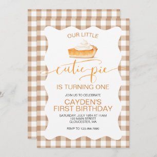 Invitation Cutie Pie citrouille pie Chute plaid Premier anniv