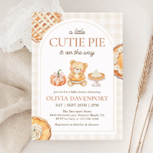 Invitation Cutie Pie En vichy Teddy Bear Baby shower d'automn