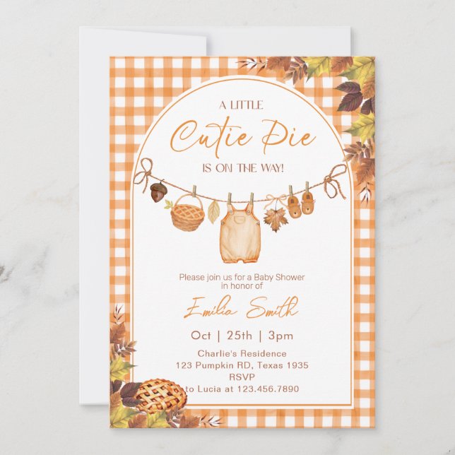 Invitation Cutie Pie est en route automne Baby shower (Devant)