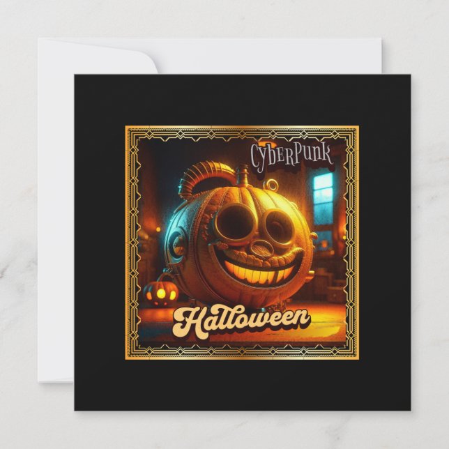 INVITATION CYBERPUNK HALLOWEEN CITROUILLE (Devant)