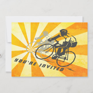 Invitation Cyclistes routiers avec Retro Sunburst Vélo Annive