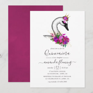 Invitation Cygne Floral Quinceanera