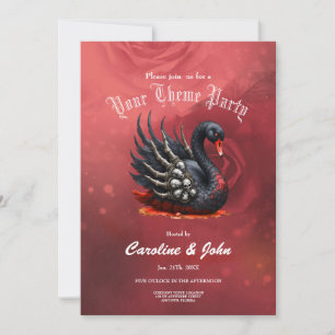 Invitation Cygne noir d'os – Élégance gothique 