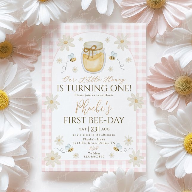 Invitation d'abeille 1er anniversaire (Créateur téléchargé)