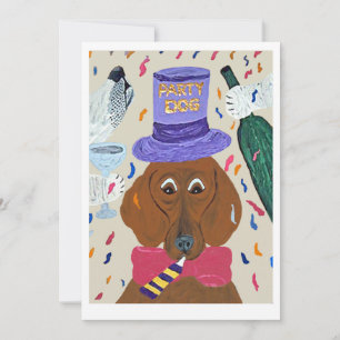 Invitation Dachshund Chien de Fête