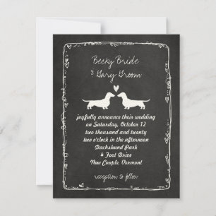 Invitation Dachshund Silhouettes Wiener Chiens Mariage mignon