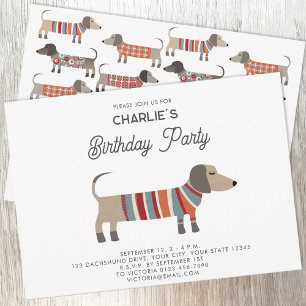 Invitation Dachshund Wiener Saucisse Chien fête d'anniversair