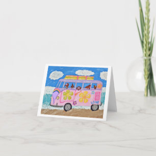 Invitation Dachshunds hippies dans une camionnette de Flower 