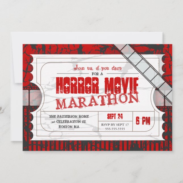 Invitation d'admission du Movie Ticket Horror Movi (Devant)