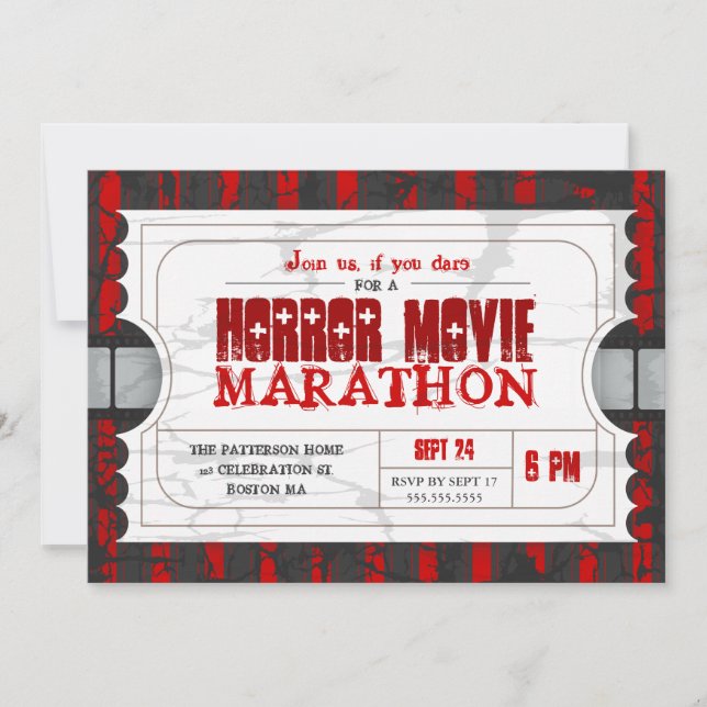 Invitation d'admission du Movie Ticket Horror Movi (Devant)