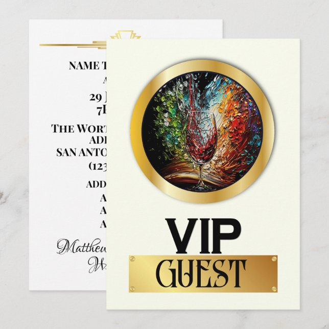 Invitation d'admission VIP (Devant / Derrière)