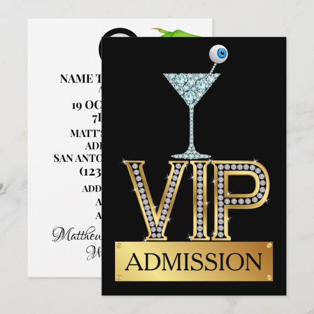 Invitation d'admission VIP à HALLOWEEEN (Devant / Derrière)
